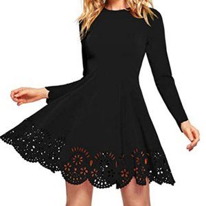 C  Romwer Women's Scalloped Hem Stretchy Knit